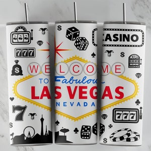 Design del bicchiere da casinò, design a sublimazione, bicchiere sottile da 20 once, involucro in vinile, novità PNG, negozio di bicchieri, uso commerciale, tazza da viaggio a Las Vegas