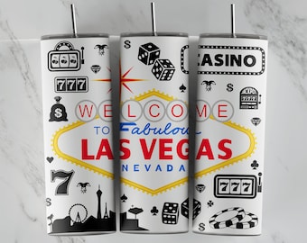 Casino Tumbler Design, Sublimation Design, 20oz Skinny Tumbler, Vinyl Wrap, Novelty PNG, Tumbler Shop, Commercial Use, Vegas Trip Cup