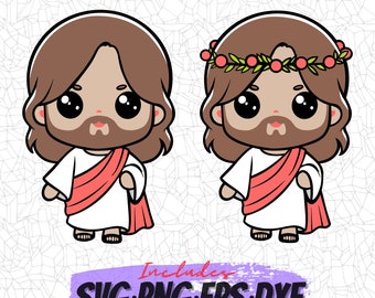 Cute Jesus SVG, Cutting File, Png Eps Dxf Digital Clipart, Great for Viny Decals, Stickers, T-Shirts, Mugs & More! Cute Jesus Christ SVG