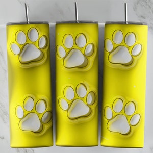 Diseño de envoltura PNG con patas de perro infladas para sublimación en vasos de 20 oz