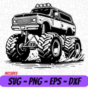 Monster Truck SVG Design, Cricut Cut Files, Kids Png Digital Clipart, T-Shirt Design, Cool Truck Design, Sublimation Clipart