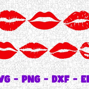 Rote Lippen SVG, Schneidedatei, Png Eps Dxf digitale Clipart, ideal für Viny Aufkleber, Aufkleber, T-Shirts, Tassen & mehr! Sexy Lippen SVG Design, Mund