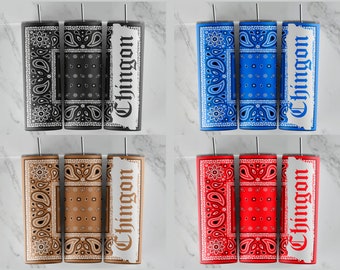 Chingon Bandana Tumbler Sublimation Design, Paisley Pattern (PNG)