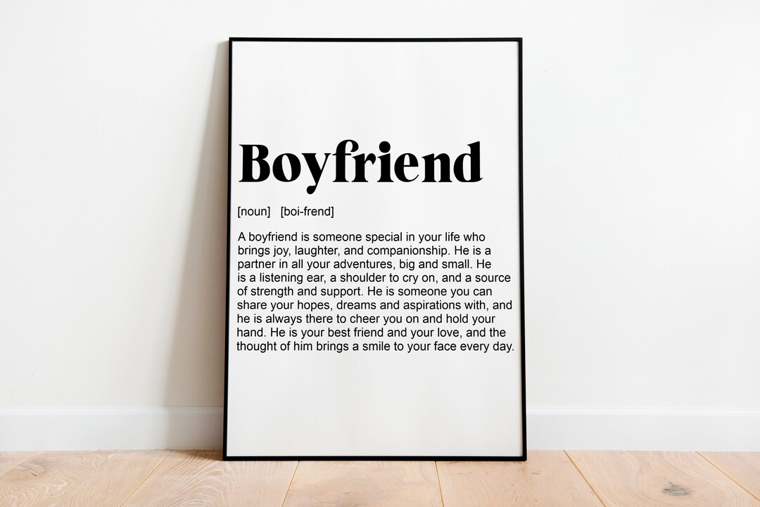 Boyfriend Definition Poster Print Boyfriend Gift Etsy