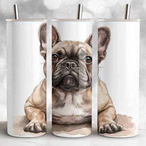 Projetos de copo de sublimação de 20 onças de buldogue francês, envoltórios de copo digital para cães, inclui 9 designs de animais de estimação fofos 9,3 x 8,2"