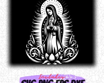 Virgencita SVG, Cutting File, Png Eps Dxf Digital Clipart, Great for Viny Decals, Stickers, T-Shirts, Mugs & More! Virgen De Guadalupe SVG