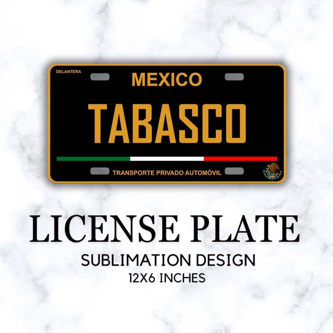 Tabasco Placa Delantera, License Plate PNG Design, Files for