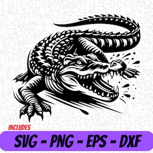 Crocodile SVG Design for T-Shirts, Stickers, Mugs & More - Swamp PNG Clipart, Eps, Dxf