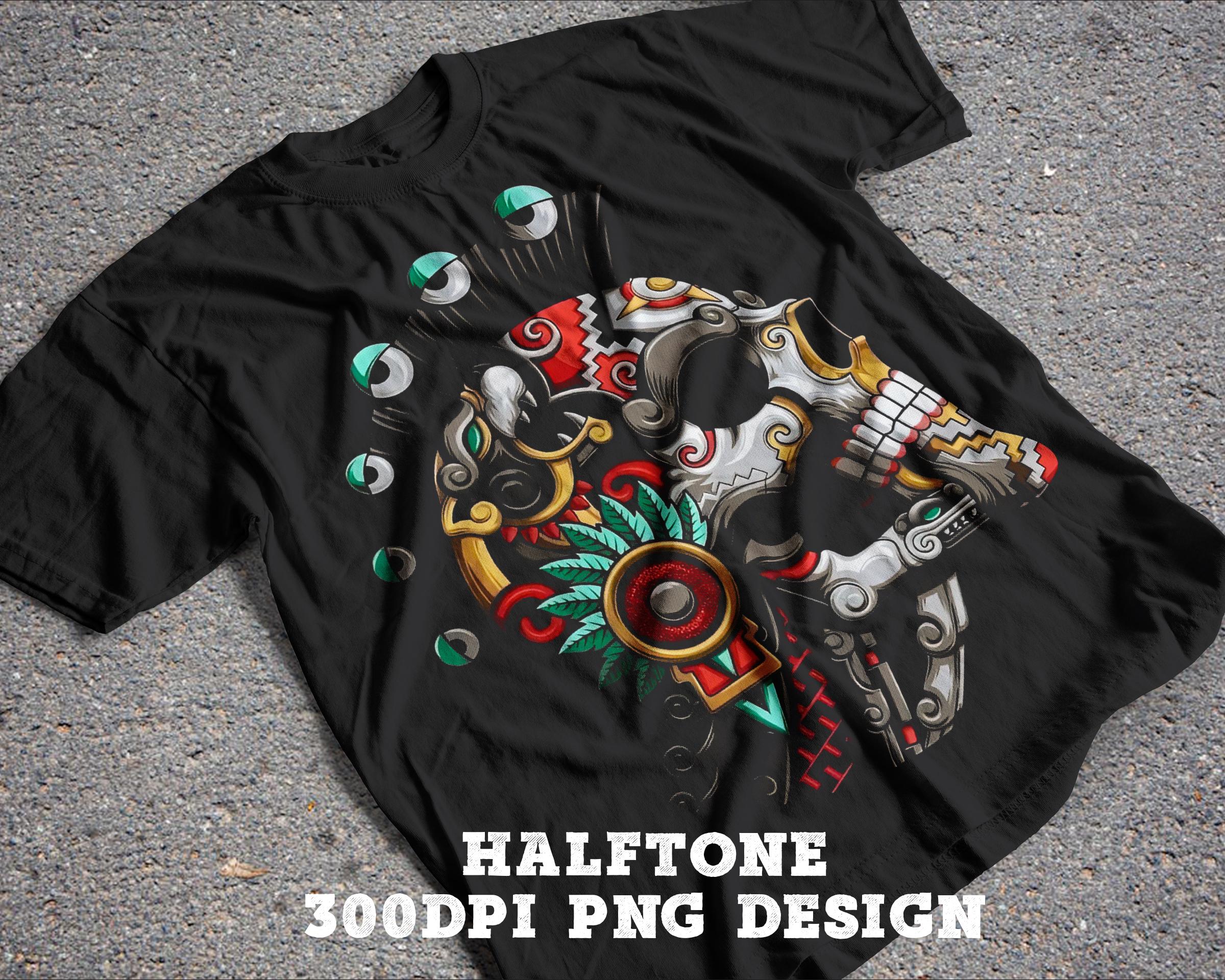 Skull T-shirt Design, Calavera Halftone Tee Design, Can Also Be