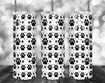 Dog Paw Print Tumbler Design, 20oz Skinny Tumbler Wrap (PNG)