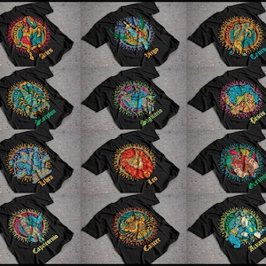 Paquete PNG de signos del zodiaco maya, diseño de sublimación de camiseta, diseño de camiseta, Signos Zodiacales PNG, Plantillas para playeras, inglés y español