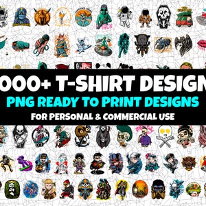 Pacchetto di oltre 5.000 design per magliette, utilizzabili per sublimazione, DTG, DTF e altro ancora!, design per magliette PNG, cartoni animati, serigrafia, waterslide