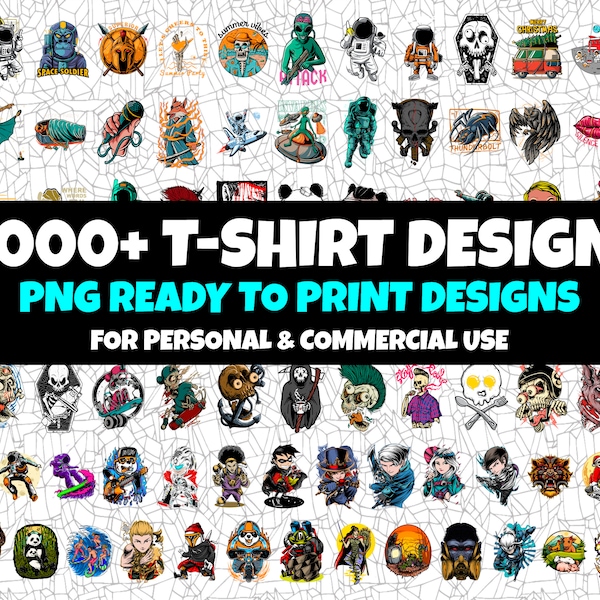 5,000+ T-Shirt Design Bundle, Can be used for Sublimation, DTG, DTF and more!, PNG Tshirt Designs, Cartoon,Screen Printing, Waterslide