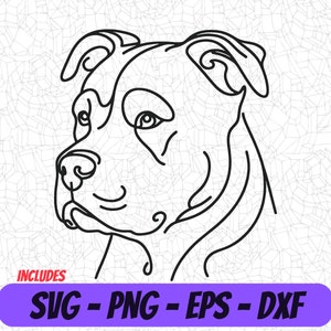 Pitbull Line Art SVG Design, Pliki do cięcia, Pies Png Cyfrowy Clipart, Projekt Koszulki, Uroczy Projekt Naklejki Pies, Sublimacja Clipart