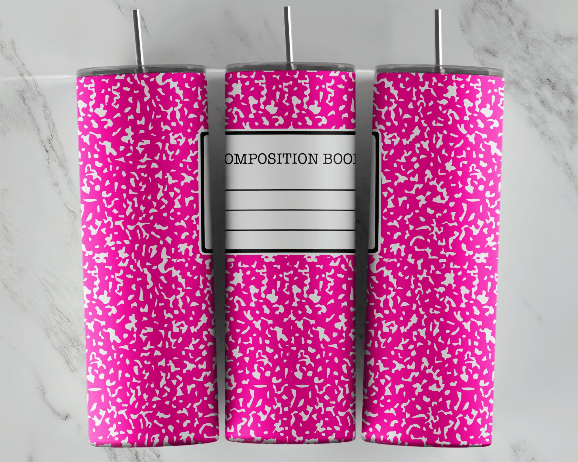 Composition Book Sublimation Design for Tumblers, Frosted Glass Image ...