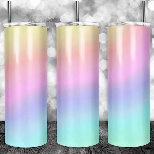 Pastel Ombre Tumbler Design, Design for 20oz Cup Tumbler Wrap, Tumbler Image, Good for Sublimation, Vinyl, and Waterslide, Rainbow Design