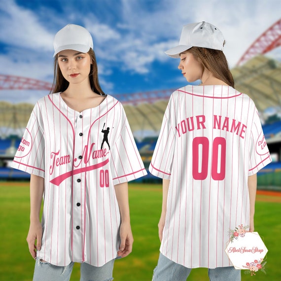 HTDDesignsArt Personalized Name Team,Custom Stripe Line Color Baseball Jersey for Baseball Fans,Custom Number Baseball Team Jersey,Baseball Couple Jersey