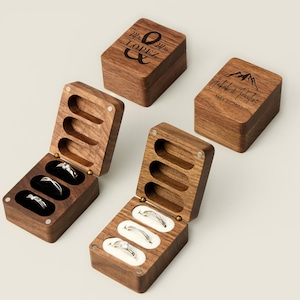 Angepasste Holzringbox in 3Slots für Hochzeitsgeschenk, luxuriöse gravierte Ringbox für Jubiläumsgeschenk, Walnussholzringbox für Vorschlag