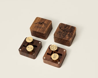 Cadeau personnalisé de boutons de manchette pour homme, boîte à boutons de manchette personnalisée avec boutons de manchette en métal avec boîte en bois, boîte en bois fantaisie pour homme