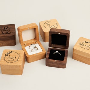 Wooden Ring Box with Custom Name, Personalized Engagement Ring Box, Wedding Ring Box, Anniversary Gift, Engrave Ring Box