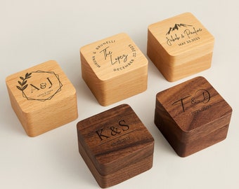 Ringbox aus Holz, Ringbox mit Gravur, Verlobungsringbox mit Namen, Ringträger, Hochzeitsring, Ringbox graviert