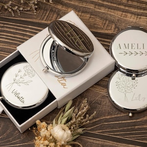 Specchietto da tasca personalizzato, regalo per lei – Specchietto con iniziale personalizzata per compleanni, damigelle d'onore e anniversari