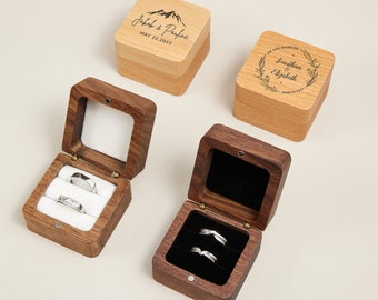 Ringbox mit Gravur, Ringbox aus Holz mit Name, Ringbox für Verlobung/Hochzeit, Jubiläumsgeschenk, Ringbox aus Holz