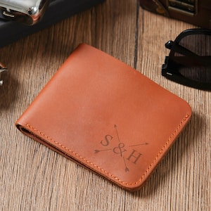 Cadeau portefeuille personnalisé en cuir RFID pour lui, cadeau portefeuille en cuir véritable gravé pour mari, cadeau personnalisé en cuir véritable pour la fête des pères