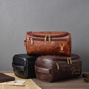 Trousse de toilette en cuir pour homme personnalisée pour garçon d'honneur, trousse fantaisie pour homme, trousse de toilette en cuir pour homme pour cadeau de mariage, cadeau de Noël pour homme