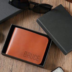Cadeau portefeuille personnalisé en cuir RFID pour lui, cadeau portefeuille en cuir véritable gravé pour mari, cadeau personnalisé en cuir véritable pour la fête des pères