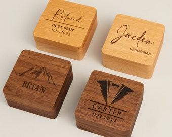 Custom Cuff Links Box with Personalized Design, Wooden Cufflinks for Best Man, Groomsman Gift in Wedding, Anniversary Gift for Men
