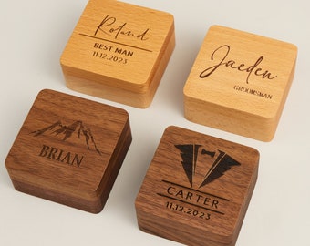 Custom Cuff Links Box with Personalized Design, Wooden Cufflinks for Best Man, Groomsman Gift in Wedding, Anniversary Gift for Men, Husband