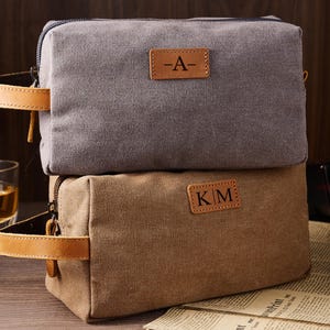 Trousse de toilette personnalisée pour homme, kit Dopp en toile pour garçons d'honneur, cadeau fête des pères, trousse de toilette en toile, cadeau meilleur homme, cadeau d'anniversaire, cadeau de remise des diplômes