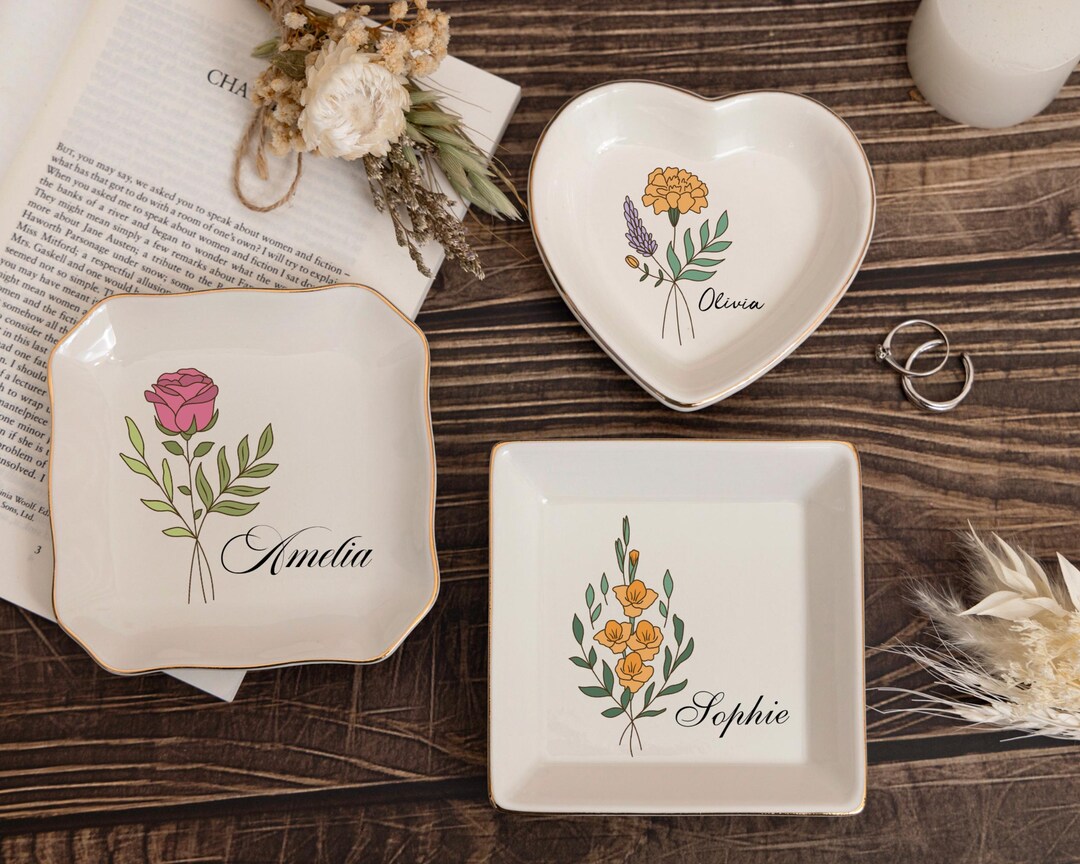 Ceramic Jewelry Dish, Custom Ring Plate With Initial or Design ...