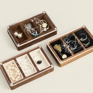 Lussuosa scatola per collana personalizzata da donna, regalo di anniversario per lui, scatola per collana in legno inciso con nome, portagioie, coperchio in acrilico per regalo