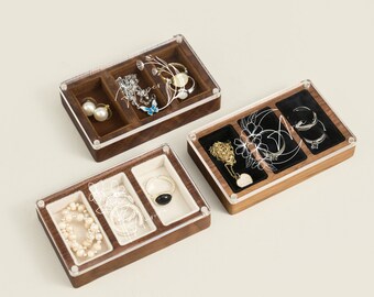 Luxurious Personalized Necklace Box For Women,Anniversary Gift For Him,Engraved Wood Necklace Box With Name,Jewelry Box Acrylic Lid For Gift