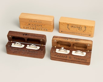 Monogramm-Ringbox aus Holz zur Personalisierung, Ringbox mit Gravur für Jubiläumsgeschenke, personalisierte Ringbox aus Holz für Hochzeitsgeschenke