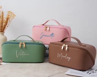 Bestickte Make-up-Tasche mit Namen, Hochzeit Brautjungfern Geschenk, personalisierte Kosmetik Reise-Aufbewahrungs-Organisator, kundenspezifische Reise-Make-uptasche für Sie