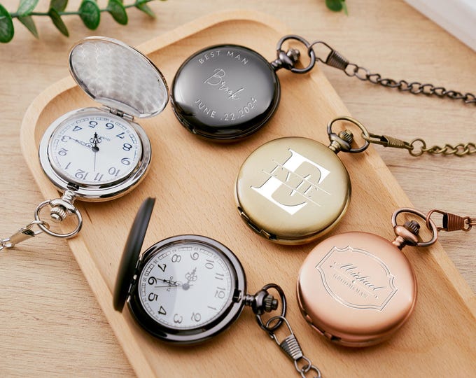 Custom Name Engraved Wedding Party Gift For Him,Customized Vintage-style Pocket Watch Gift For Bestman,Gift for Groomsman,Gift for Men