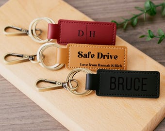 Engraved Leather Key Organizer Gift For Father's Day,Custom Leather Key Folder With Engraved Name For Mother's Day Gift, Leather Key Chain