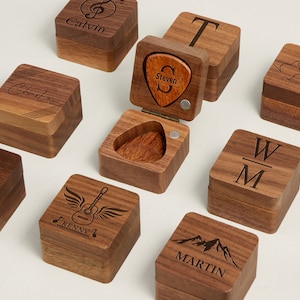 Personalisierte Gitarren-Picks, kundenspezifische hölzerne Gitarren-Pick-Fall-Box mit Gravur, Holz-Plektrum-Organisator-Musikgeschenk für Gitarristen-Musiker Bild 5