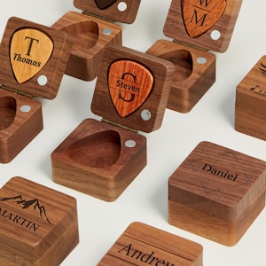 Personalisierte Plektren, benutzerdefinierte Holz Plektrum Koffer Box mit Gravur, Holz Plektrum Organizer Musik Geschenk für Gitarrist Musiker Bild 5