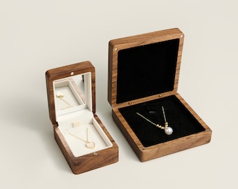 Boîte à collier en bois à graver personnalisée, boîte fantaisie avec nom gravé, cadeau de mariage pour elle, cadeau d'anniversaire, boîte à collier à graver pour elle