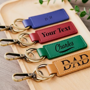 Porte-clés en cuir gravé pour homme, porte-clés personnalisé, porte-clés en cuir, porte-clés en cuir personnalisé, porte-clés en cuir PU monogrammé, cadeau pour lui
