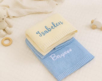 Custom Embroidered Name Nursery Blanket For Newborn Gift,Soft Cotton Stroller Blanket For Christmas Gifts,Luxurious Baby Gift For Her/Him