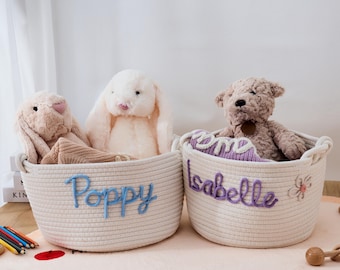Personalized Baby Basket for Easter Gift, Handmade Toy Organizer for Baby Shower Gift,Newborn Gift,Rope Cotton Baby Basket,Custom Toy Basket