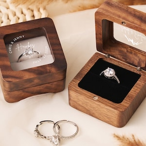 Ringbox aus Holz mit benutzerdefiniertem Namen, Ringbox mit Gravur, Ringbox mit Gravur, Ringbox mit Gravur, Ringbox mit Deckel, Ringbox aus Holz