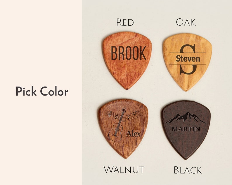 Personalized Guitar Picks, Custom Wooden Guitar Pick Case Box with Engraving, Wood Guitar Pick Organizer Music Gift for Guitarist Musician image 6