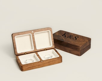 Benutzerdefinierte Name Holzring Box, personalisierte Verlobungsring Box, Ehering Box für Hochzeitsgeschenk, Jubiläumsgeschenk für Braut Bräutigam