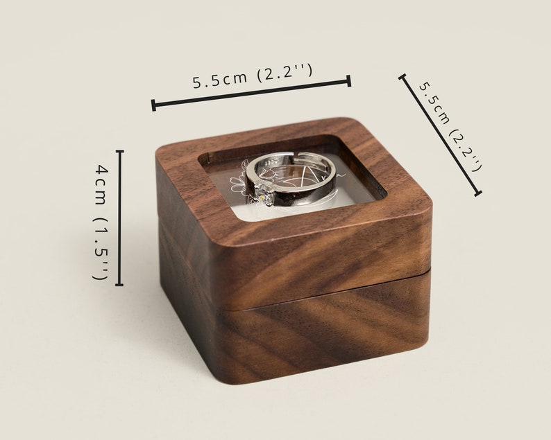Ringbox aus Holz mit benutzerdefiniertem Namen, Ringbox mit Gravur, Ringbox mit Gravur, Ringbox mit Gravur, Ringbox mit Deckel, Ringbox aus Holz Bild 8